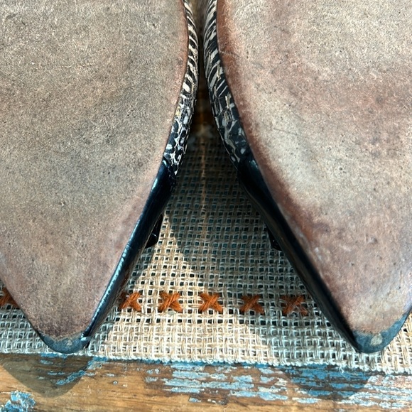 Kate Spade Black and White Patent Cap Toe Snake Skin Sling Back Flat 8.5 - Picture 6 of 6